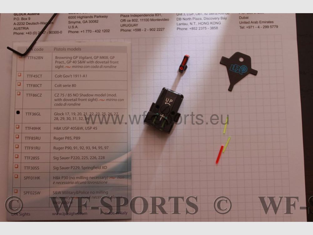 LPA Visierung ,Fein verstellbar, Fiber Optik Sehr kontrastreich, NEU , GLOCK 17 bis 21