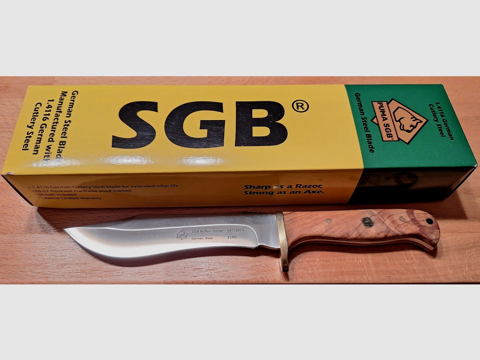 NEU PUMA SGB Buffalo Hunter Olive Jagdmesser Messer Bowie