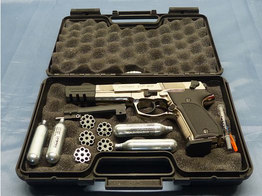 Walther CP88 Competition CO2 Pistool 4,5 mm Diabolo verchroomd als nieuw