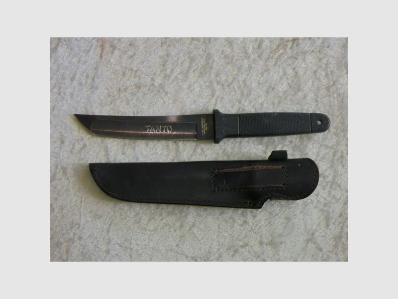 Vintage Outdoor Survival Messer von Herbertz mit TANTO Klinge und Lederscheide