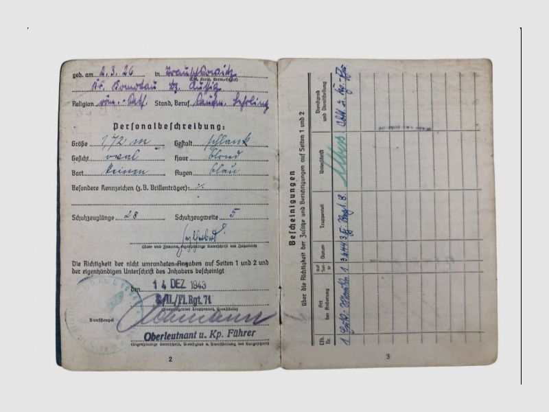 Soldbuch Fallschirmjager aus Wk2
