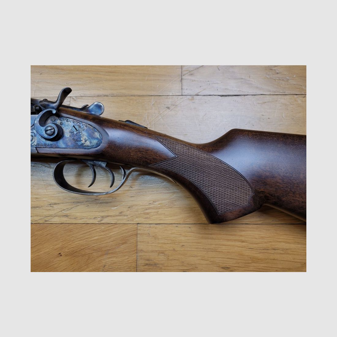 Sehr schönes Coach Gun – in 12/76 – italienische Fertigung von ARAL in hoher Qualität für HEGE – sehr schönes Holz – Spiegel-Läufe – prächtige Brünierung – Prüfung 1370 bar – ambidextrisch – in hervorragendem Zustand!, Bild 4 von 29