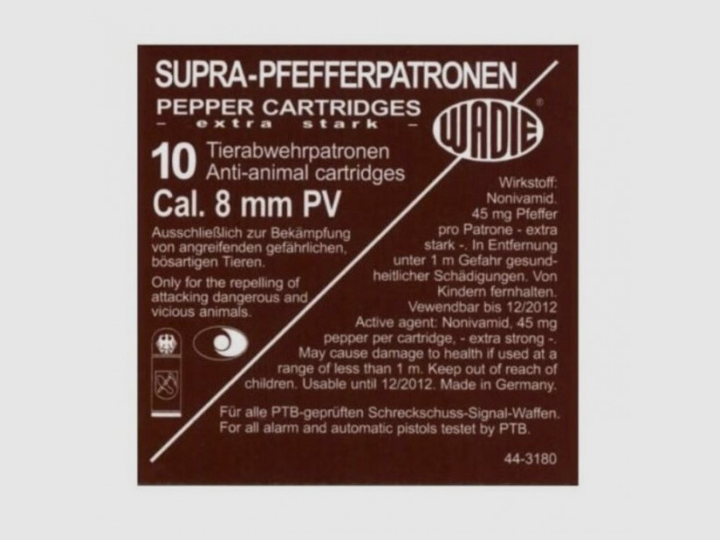 WADIE 8MM SUPRA-PFEFFERPATRONEN- 10 SCHUSS