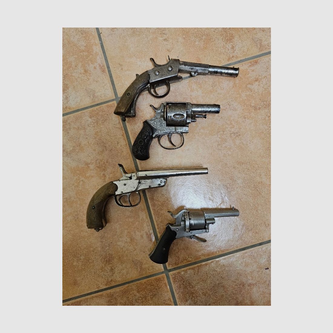 Collection of old pistols from the 19th century