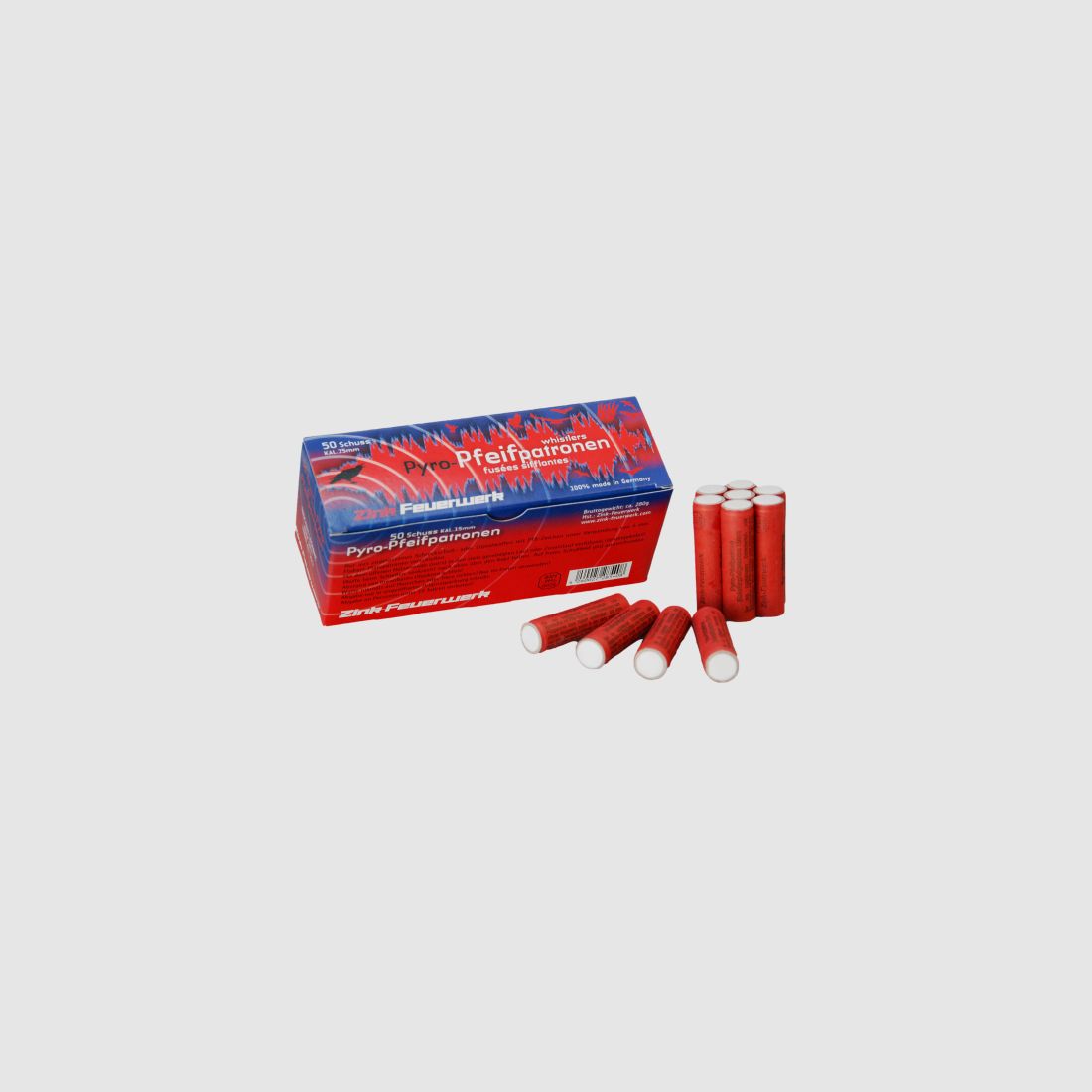 Zink Fuochi d'artificio Cartucce fischi 50 pz. 15 mm