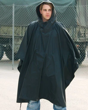 Zwarte Rip-Stop-regenponcho Mil-Tec