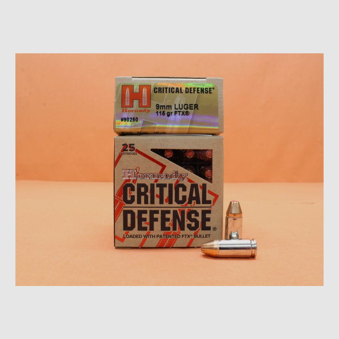 Hornady patroon 9mmLuger Hornady 115grs FTX (90250) VE 25 patronen CriticalDefense/ 7,45g FTX