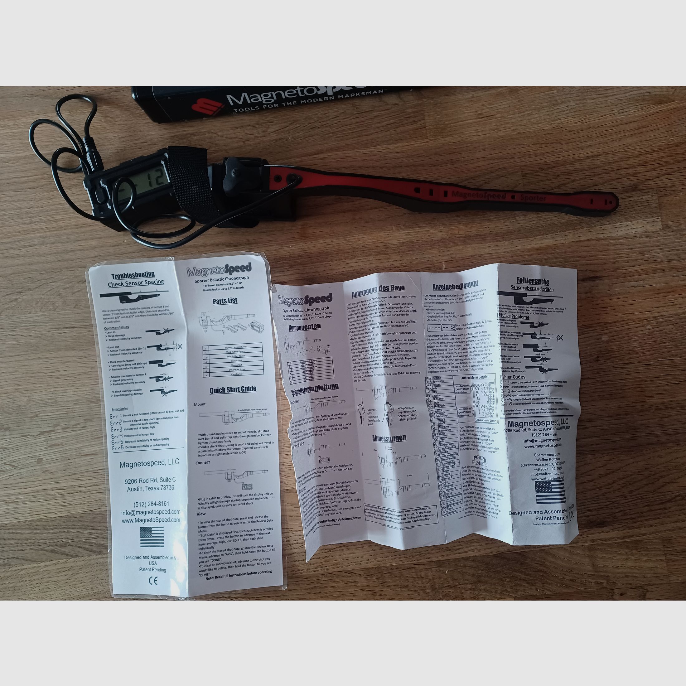 MagnetoSpeed Sporter, Mündungsgeschwindigkeitsmesser (kein Labradar, Garmin)