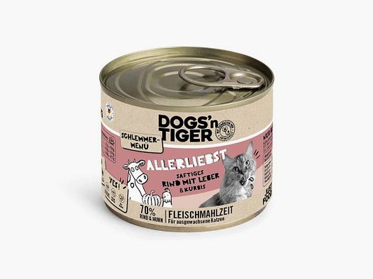 Dogs'n Tiger Katzen Nassfutter Allerliebst Rind & Hühnerleber 200 g