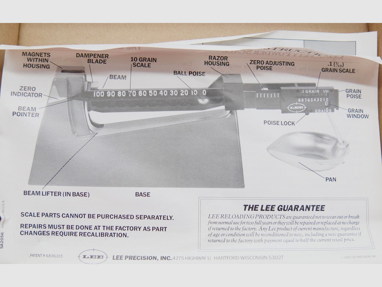 Lee Safety Powder Scale, Bild 3 von 4