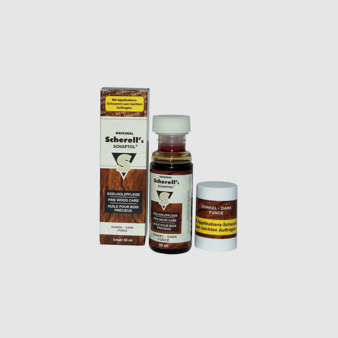 Scherell's Schaftol dunkel, 50ml mit  Applikationsschwamm