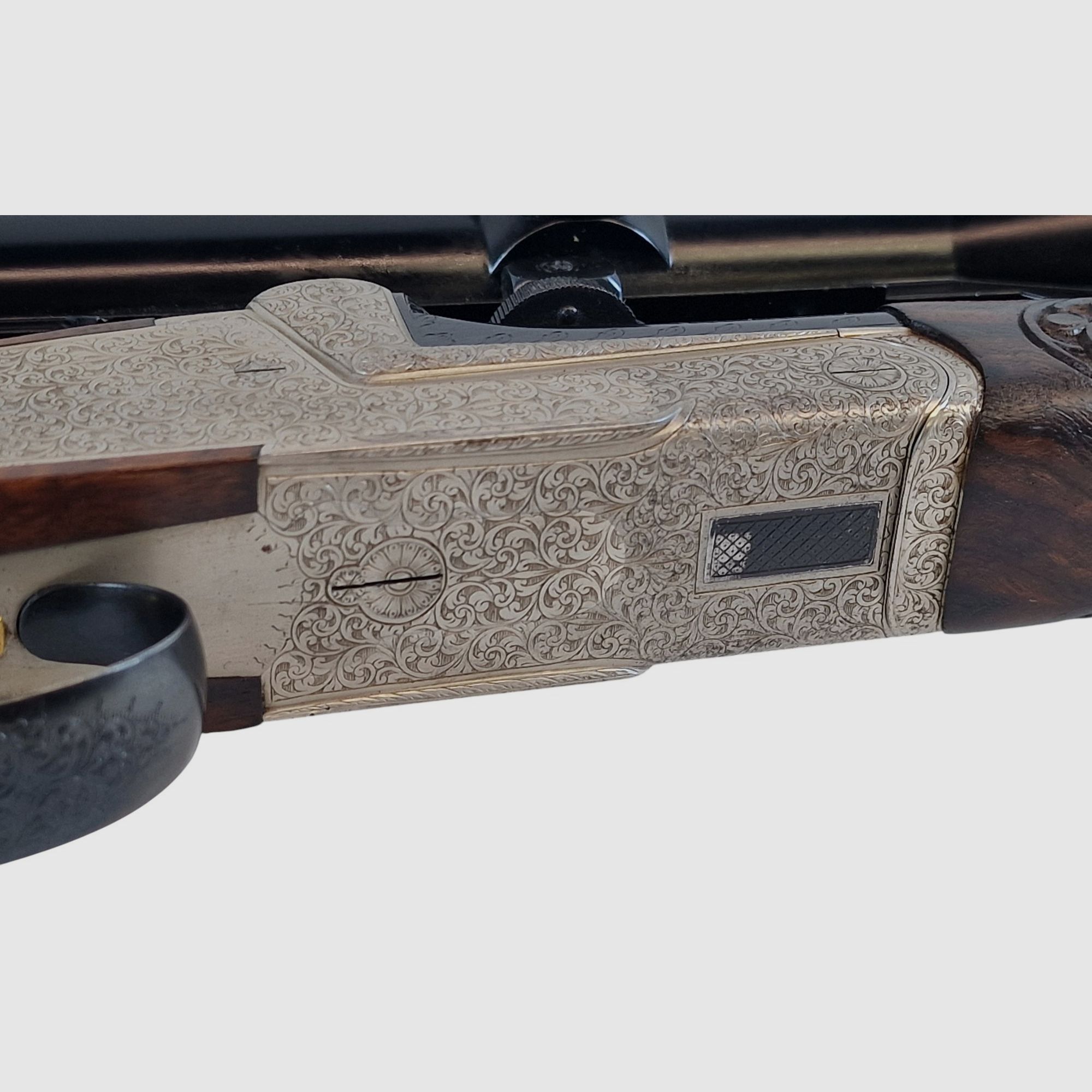 Outschar Ferlach side lock break-action rifle in caliber 6.5x57R with variable Zeiss optics