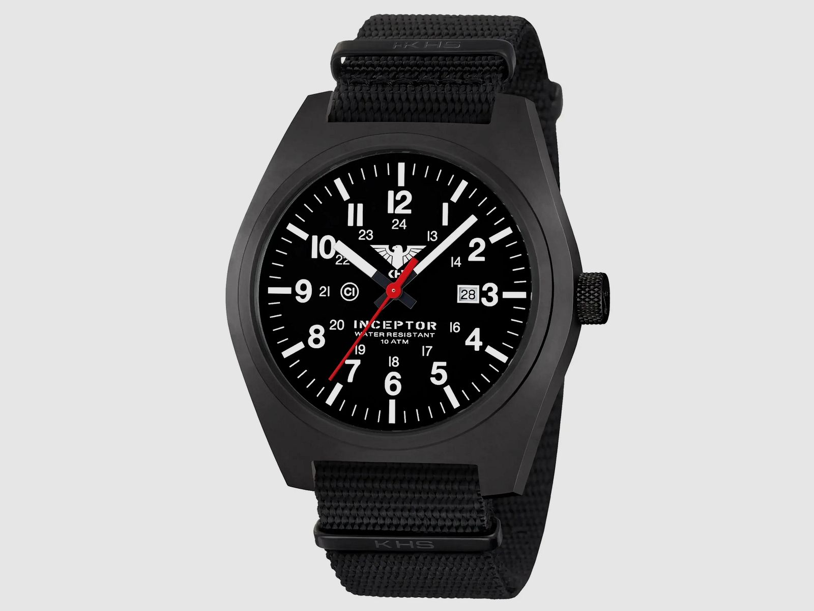 KHS KHS Zegarek Inceptor Czarna Stal NATO Pasek - Czarny