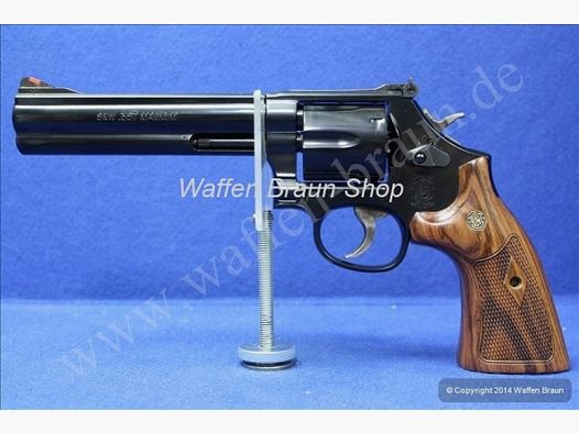 Smith & Wesson Mod 586-8 brüniert 6" mit original Holzgriffschalen  (Neues Model seit 2012)