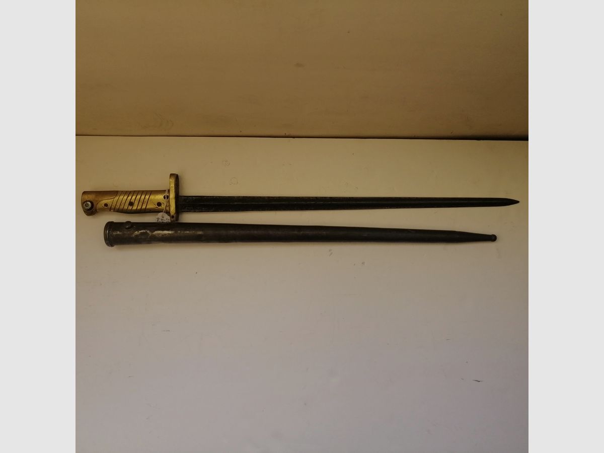 Rarissime ERSOC Bajonett Ersatz EB75 deutsch – Griff aus Messing auf Basis Klinge des Bajonetts mit Hülse Albini Braendlin, Bild 5 von 15