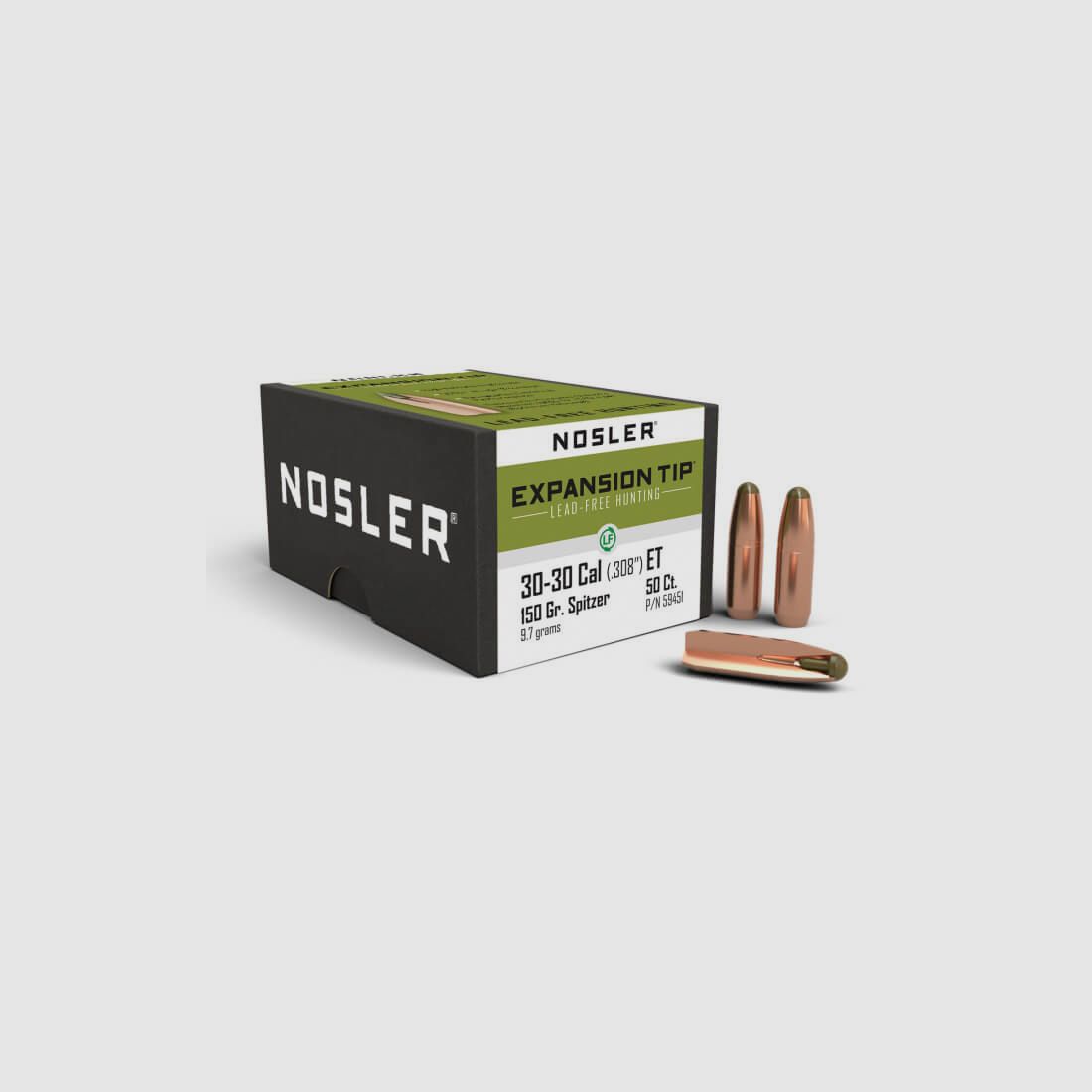 NOSLER E-TIP LEAD-FREE HUNTING BULLETS - .30-30 - 150gr.