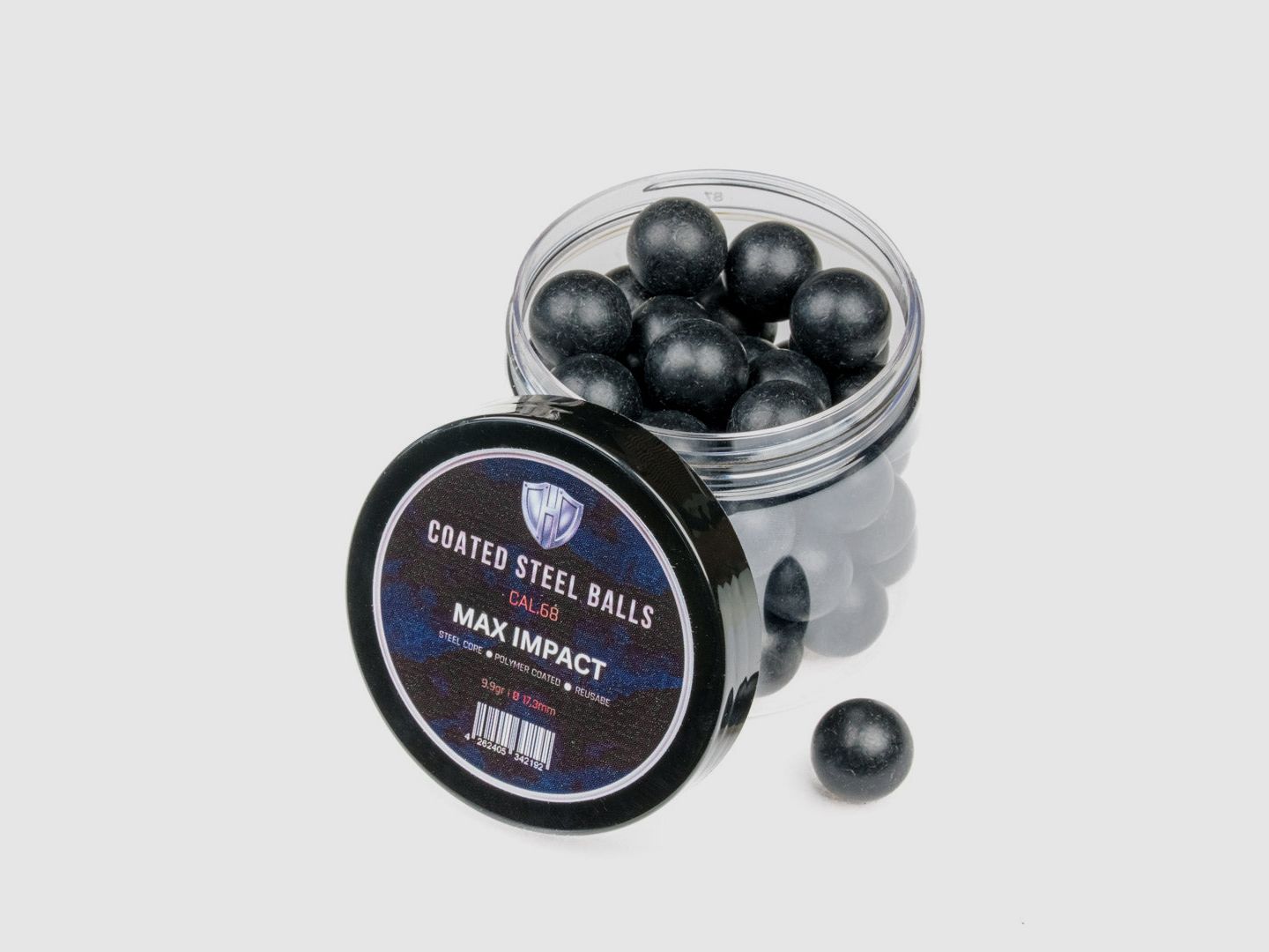 45x GECOTEERDE STAALBOLLEN | 9,9g | Stalen kern met kunststof coating | 17,3mm | HDR68 | HDS68 | HDX68 | HDB68 | Pistelle X-68 | TC 68| Kal.68