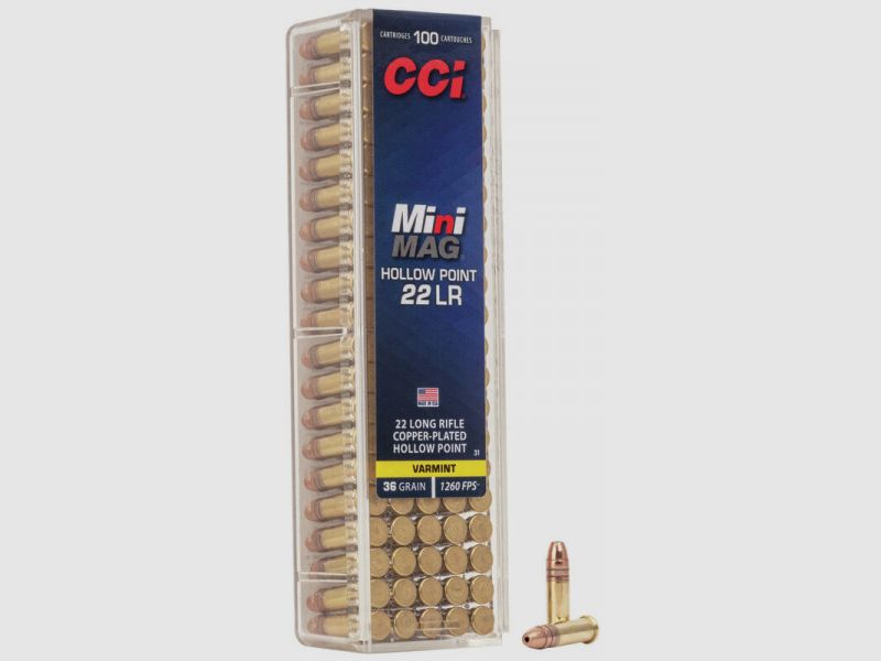 CCI MINI MAG CPHP - VERKUPFERT - HOLLOW POINT - 36GRS. - 100 SCHUSS