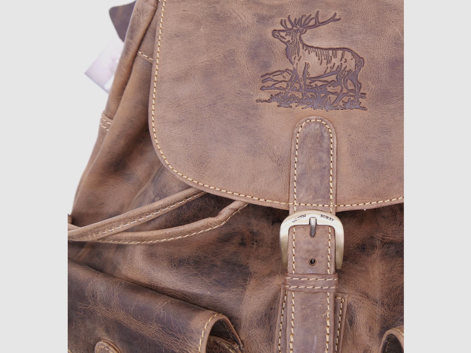 Greenburry Leder Rucksack Hirschprägung braun 1711-STAG3-25