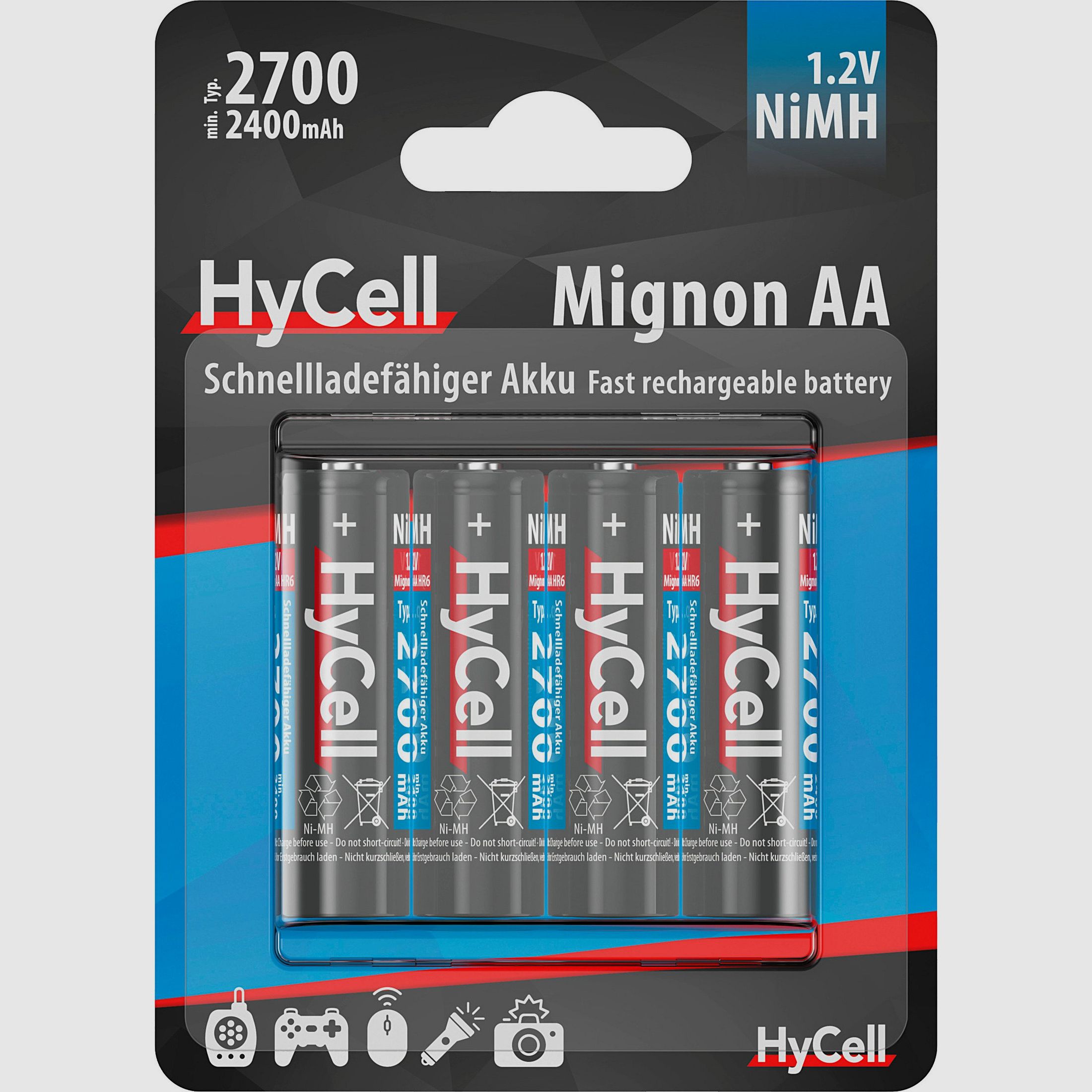 Batterie NiMH Mignon AA 2700 mAh in blister da 4