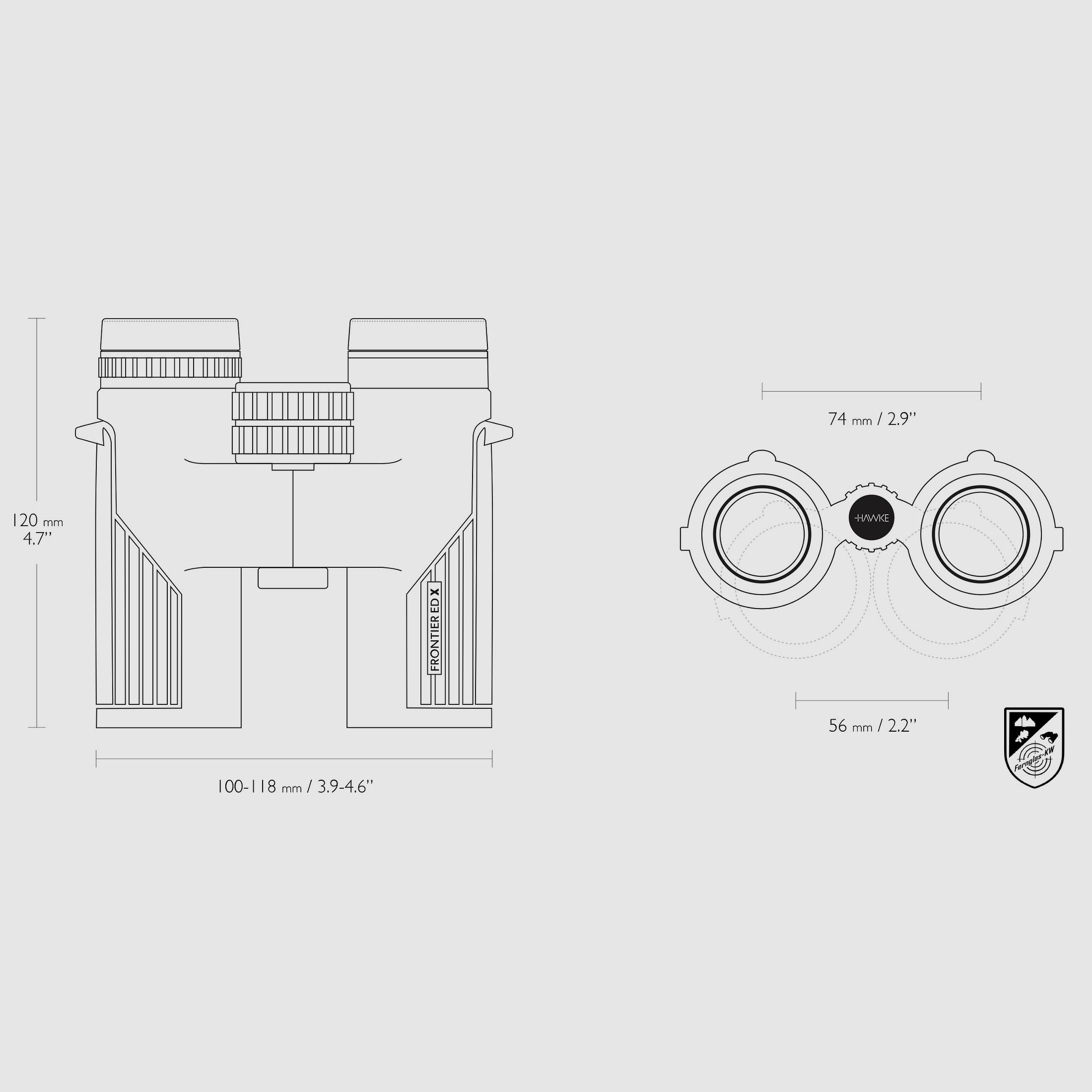 HAWKE 38006 Frontier H DX 8x32 binocolo grigio con accessori
