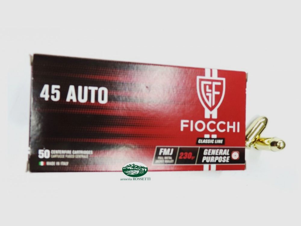 FIOCCHI Munition Kal.45 Auto FMJ 230gr. Packung 50 Stück.