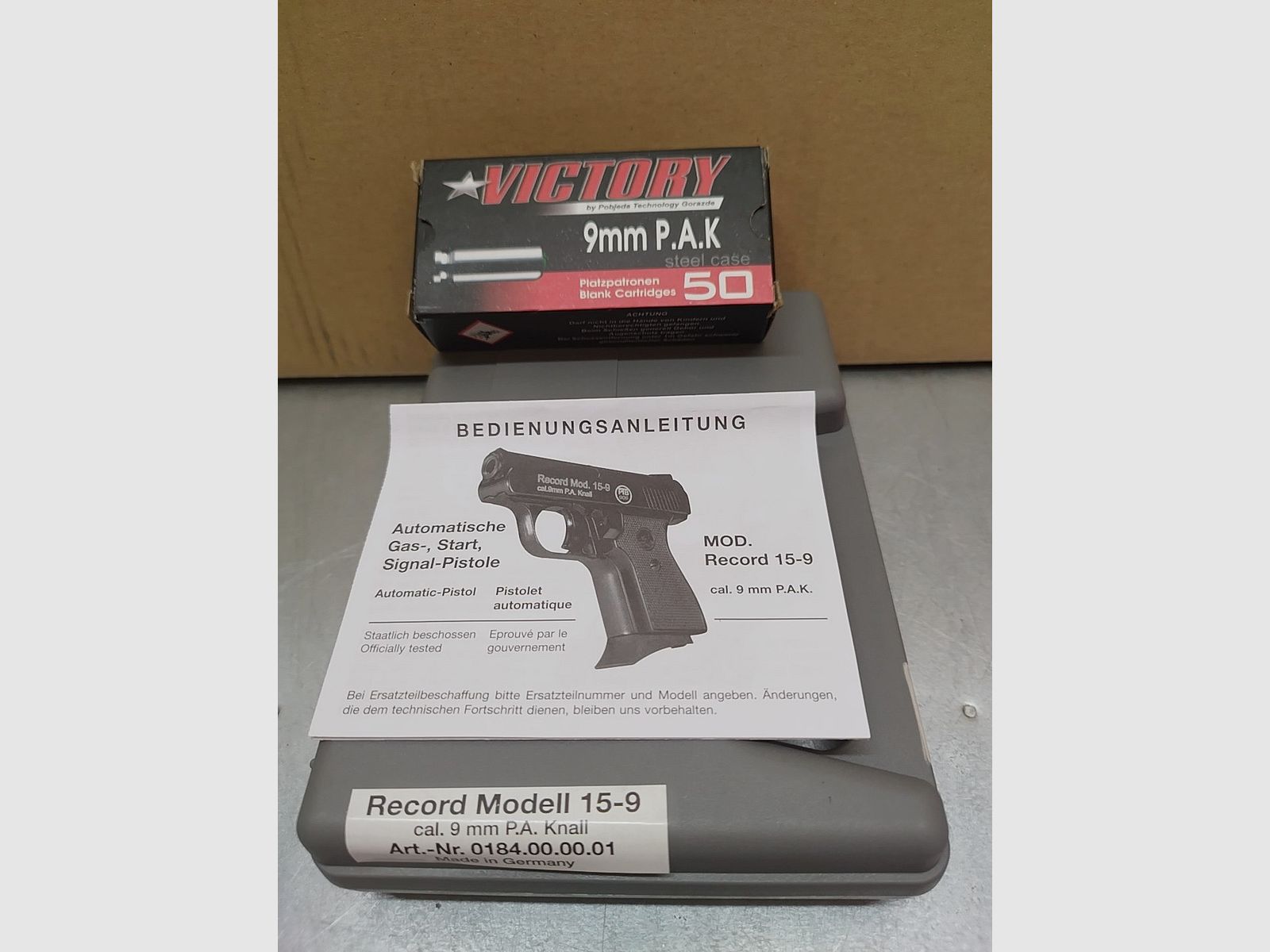 Record Mod. 15-9 Snowflake Schreckschuss Pistole 9mm brüniert  Set Angebot !!Neuware!!