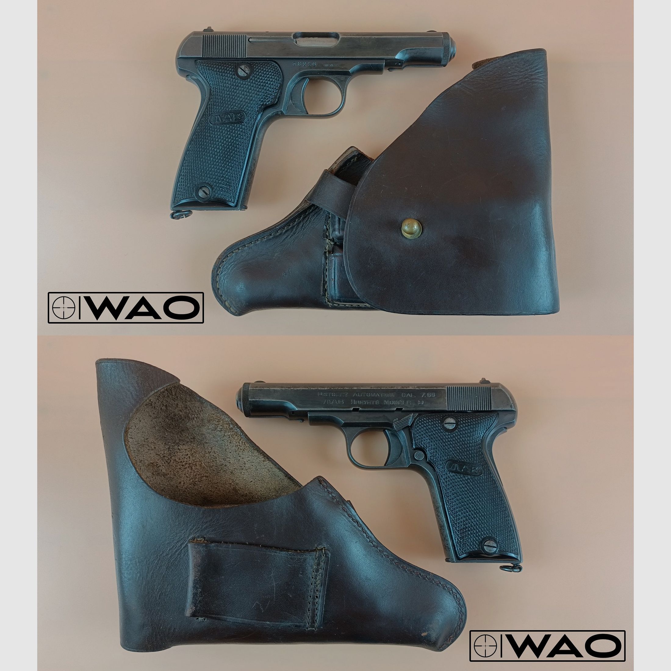 Conjunto de colección MAB Mod. D, Cal. 7,65mm Browning con funda y 2. cargador