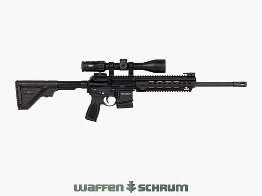 Heckler & Koch HK MR223 A3 .223Rem, Meopta Meosport R 3-15x50 RD SFP Abs. 4C, fixed mount, barrel length: 42cm, 2 10-round magazines, rifle sling, original case