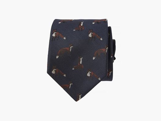 Cravatta in Seta Chevalier Dixter Blu Scuro con Volpi