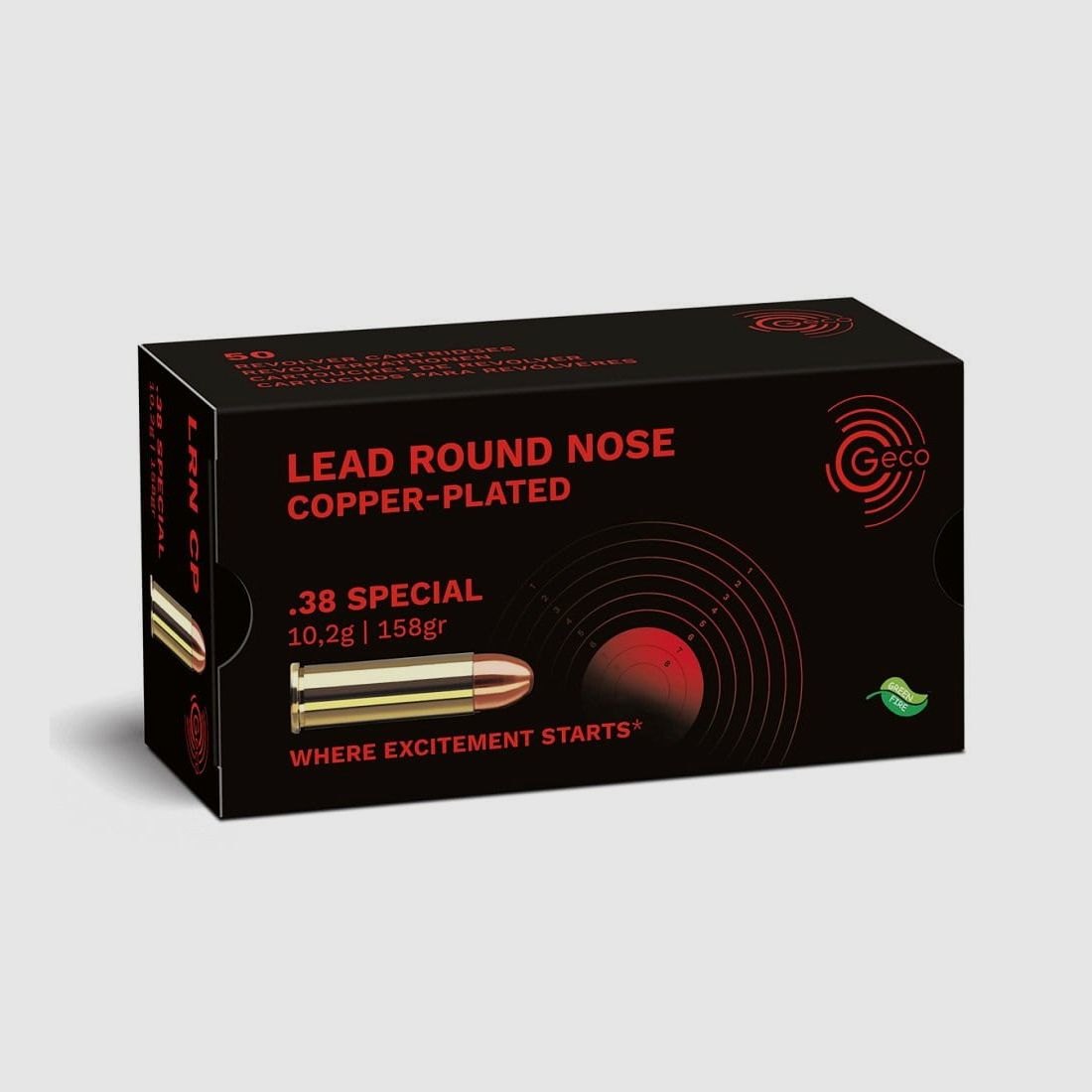 Geco .38 Special Lead Round Nose Copper Plated Superclean - 50 pcs.