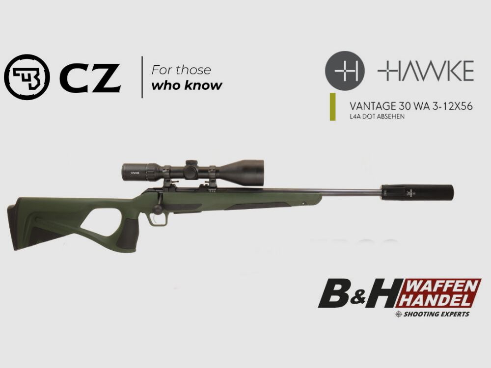 CZ 600 ERGO + Lochschaft Komplettpaket mit ZF 3-12x56, Schalldämpfer, Montagen