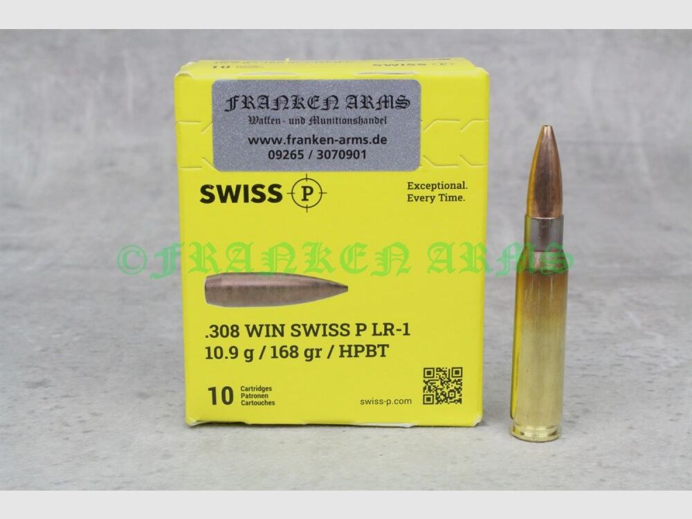 Swiss P .308 Win. LR-1 HPBT 168gr. 10,9g 10 stuks staffelprijzen