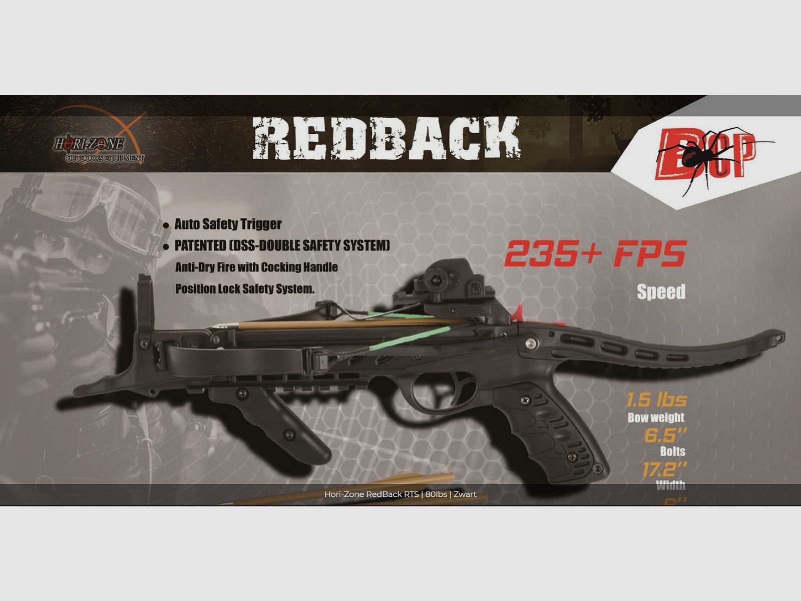 Brandneue Hori-Zone Redback 80 lbs Armbrust-Pistole