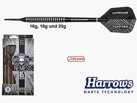 Harrows-Darts-Technology Nemesis 80% Soft 16g Dart & Zubehör