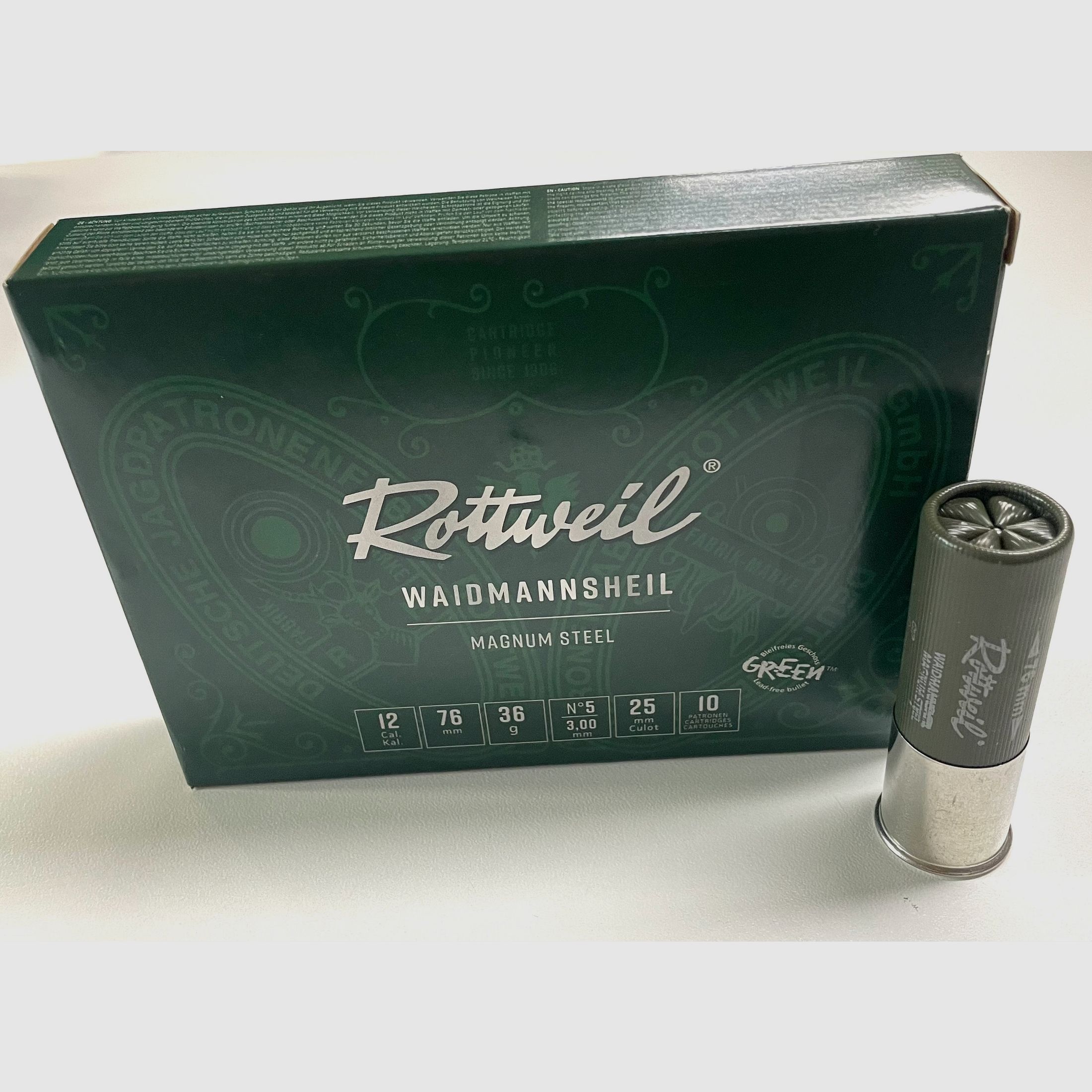 Rottweil 2431733 Waidmannsheil Steel Magnum Steel12/76 36g 3,00 mm 10St