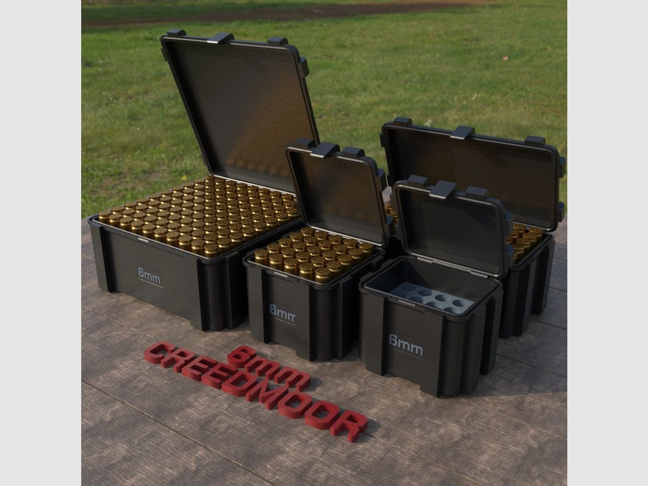 Filamelt ammunition box / 6mm Creedmoor / 'flip lid' / cartridge box, ammo box