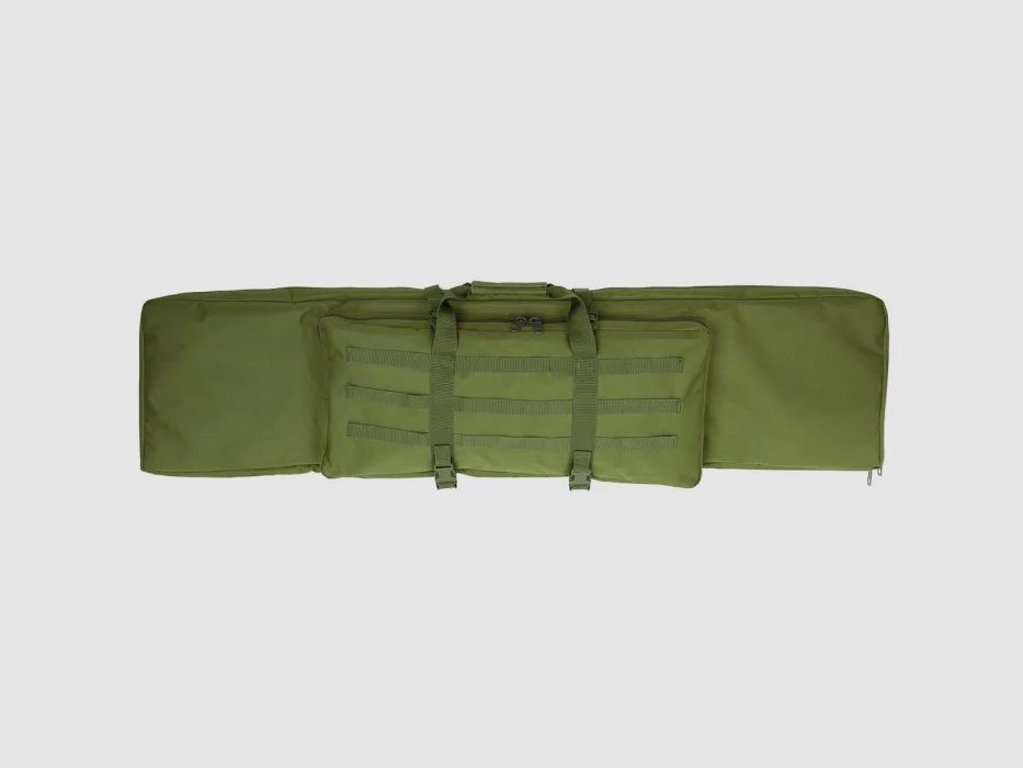 Rifle bag for 2 long guns up to 140cm, olive, with divider and backpack straps