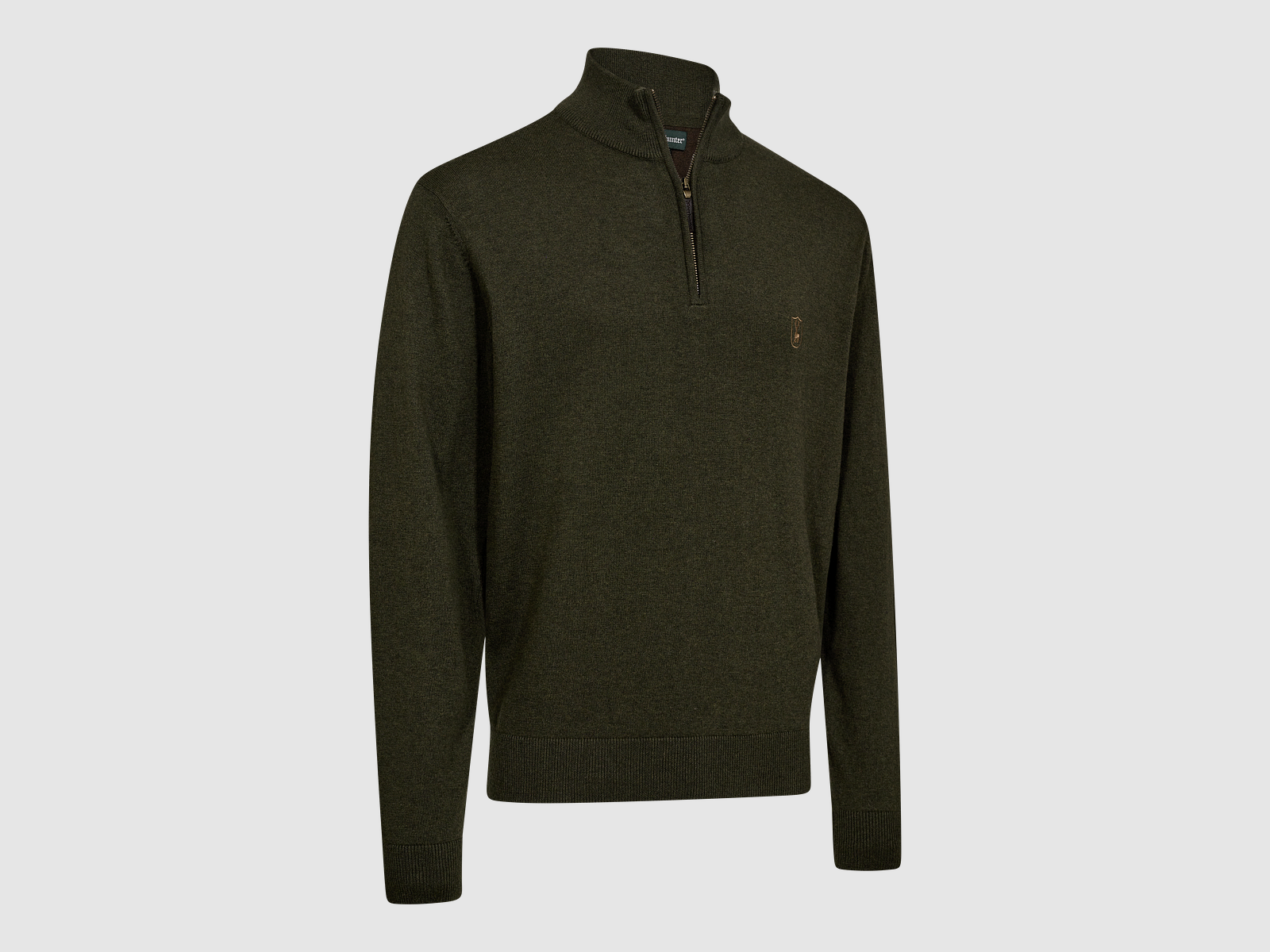 Harrington 1/2-Zip Strickpullover - Forest Ember Melange – Größe: M