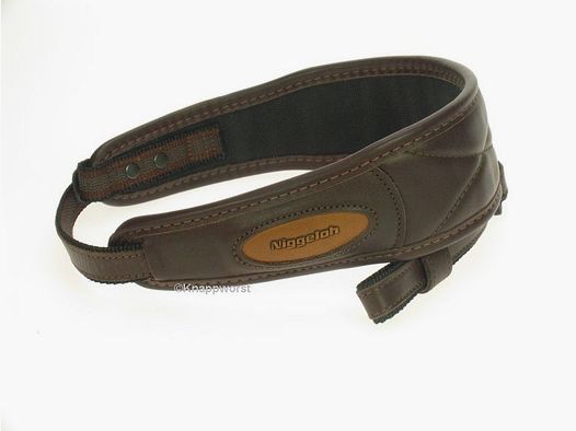 NIGGELOH Premium I geweerriem, bruin leer, 55x7 cm