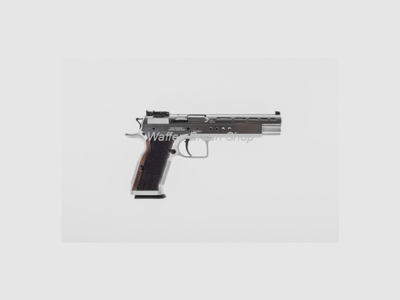Tanfoglio Pistole T97L Gold Match Bullseye, 6", Kal. 9mm Luger, hartverchromt, 3-Positionen-Visier