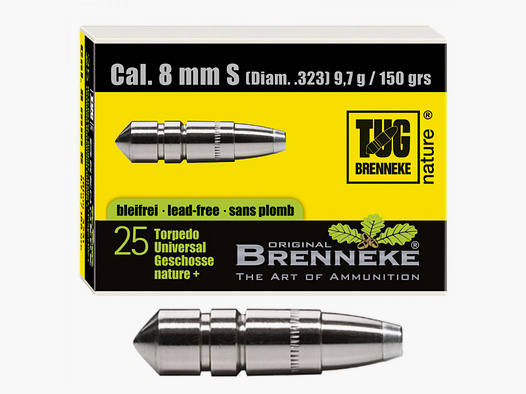 Brenneke Geschoss 8mm S (.323) TUG nature+ 9,7g / 150grs 25 Stück