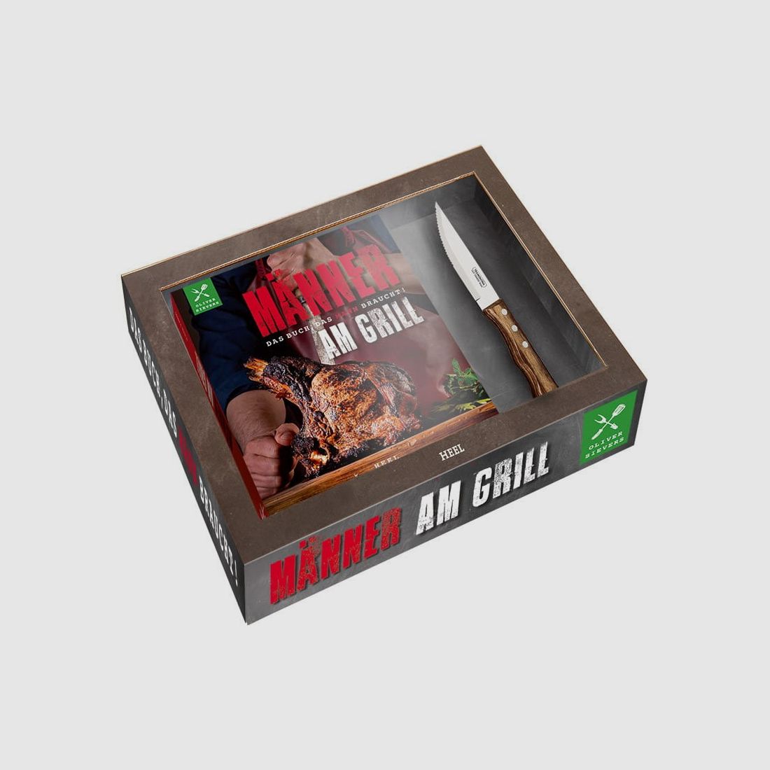 Set de parrilla: libro con cuchillo para carne práctico