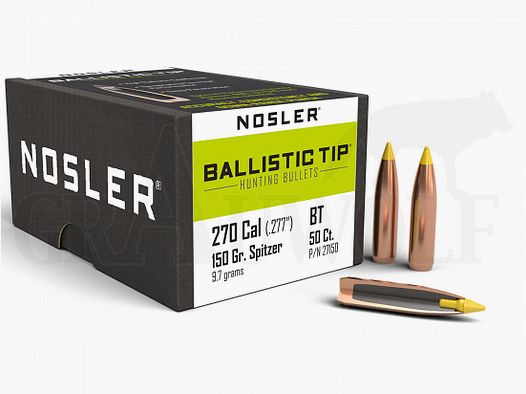 .270 / 7 mm 150 gr / 9.7 g Nosler Ballistic Tip Bullets 50 Pieces