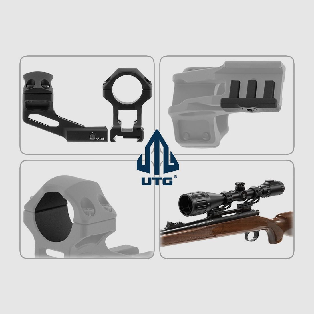 UTG 37 mm Versatz-Ringmontage AccuSync, 1 Zoll Mittelrohrdurchmesser, fĂĽr Weaverschiene, hoch