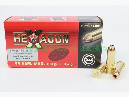 Geco Hexagon .44 Rem. Mag. 300gr. 19.4g 50 pieces quantity discounts