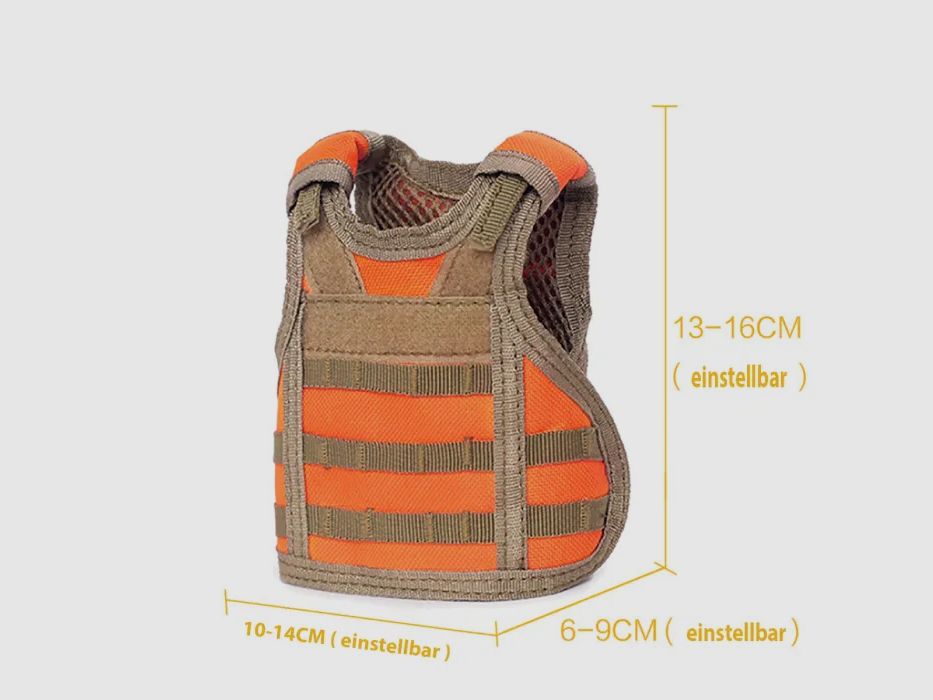 Mini protective vest for beer bottle / wine bottle / thermos bottle - orange red