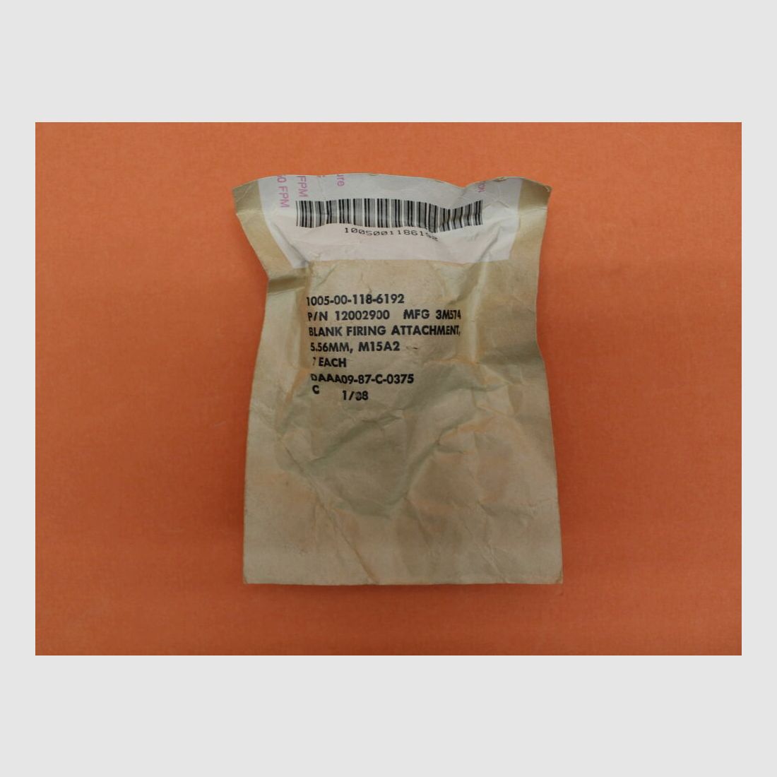 USGI	 AR-15: Blank Firing Attachment 5,56MM, M15A2  (1005-00-118-6192) USGI Surplus, Stahl rot lackiert, in Originalverpackung.