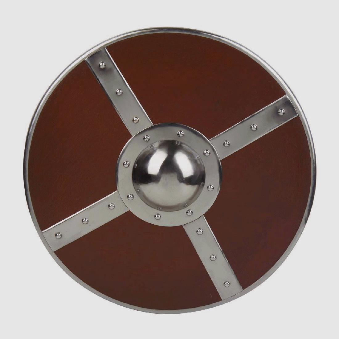 Combat wooden shield with steel fittings
