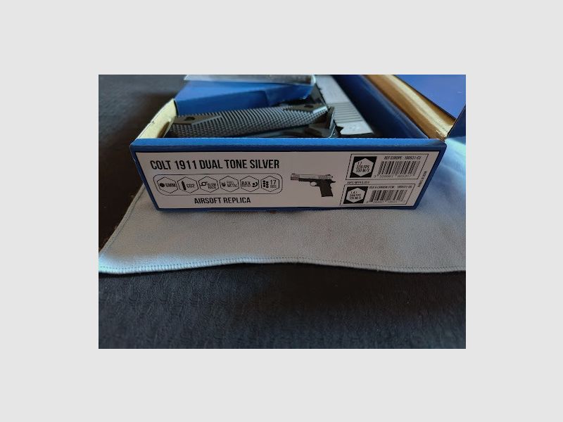 Cybergun COLT 1911 RAIL GUN Dual Tone Silver Vollmetall CO2 Blow Back  inkl. Koffer und Munition NEU